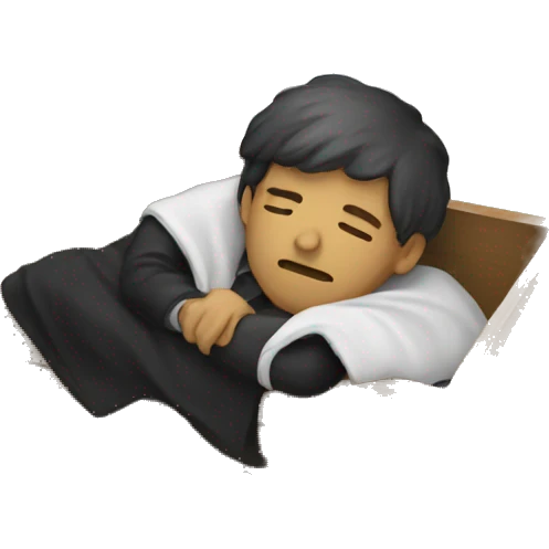 A programmer sleeping in a coffin emoji