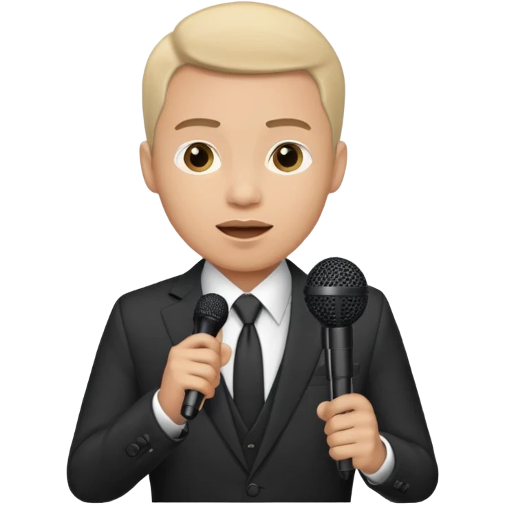  a man gives a speech whith microphone emoji