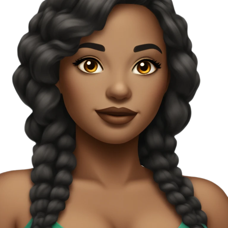 stunning curvy black woman, nice makeup black braded hair emoji