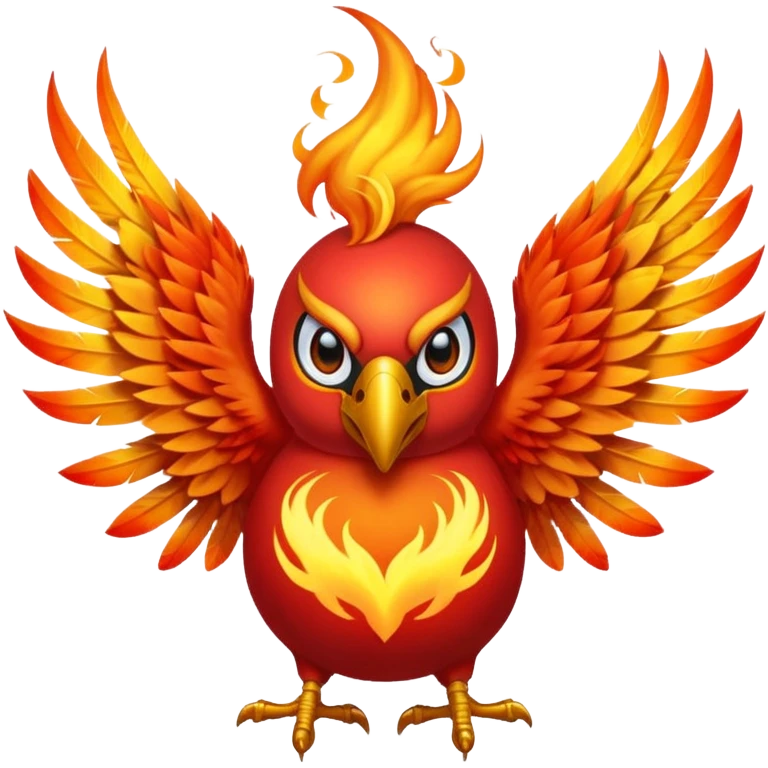 Phoenix force from marvel in a shape of flame bird face to screen with spread wings emoji