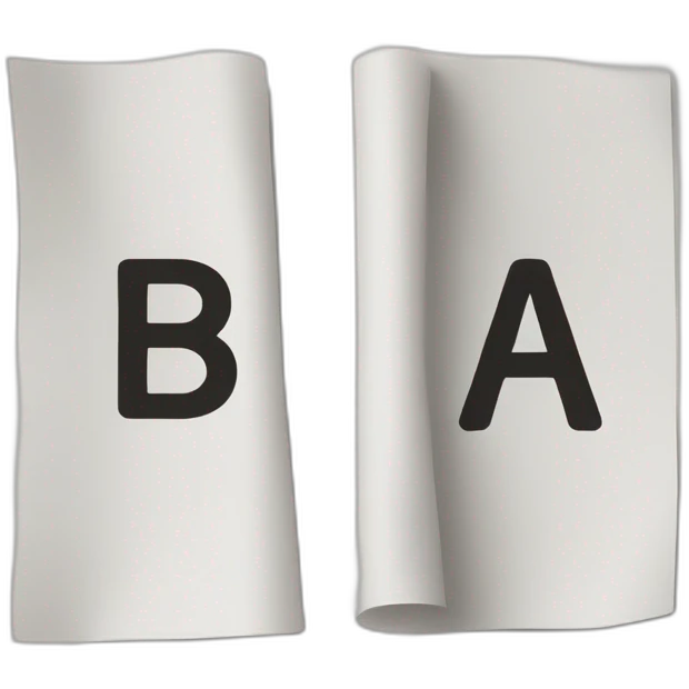two pieces of paper, one next to each other, in one of them it says A, in the other, B. emoji
