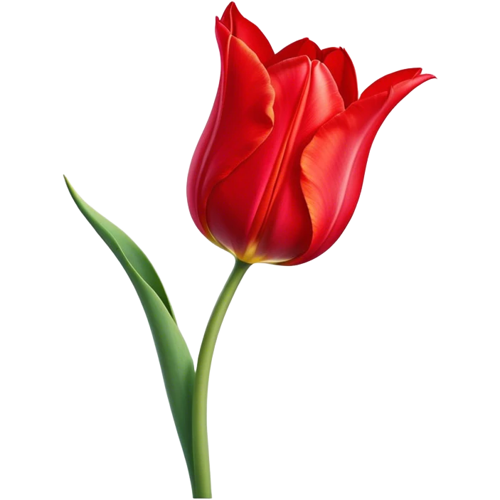 ​Cinematic Realistic Tulip, depicted as a single, exquisitely detailed bloom with vibrant red petals and a delicate stem, softly illuminated by natural light that highlights its graceful beauty and elegant form, emoji