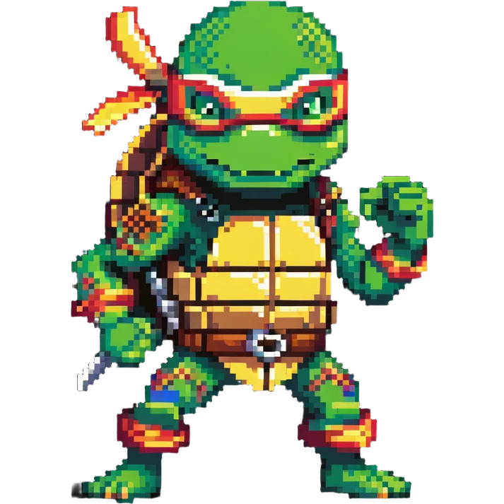 green masked ninja turtle in action pose emoji