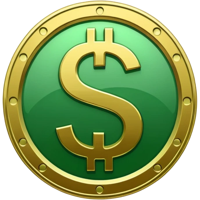 Cashapp emoji, a green dollar symbol with white background, no faces, like the app called cashapp emoji