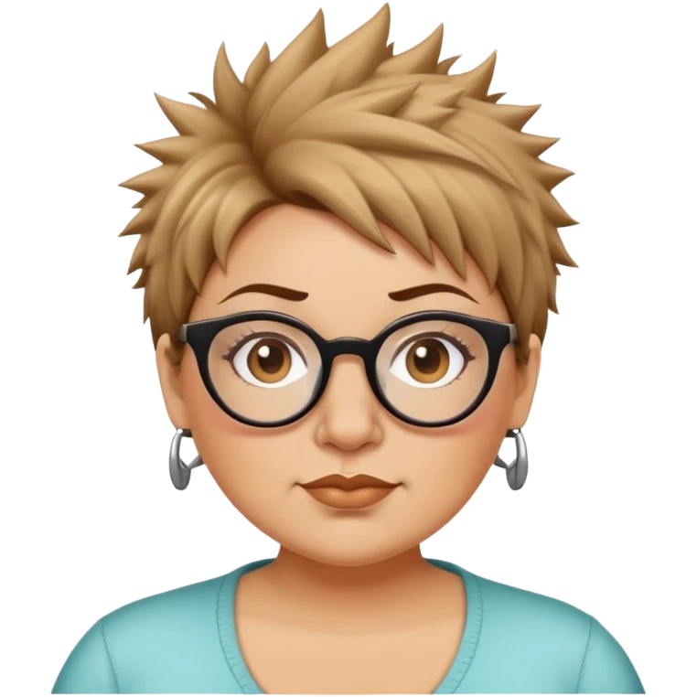  plus size white women round nose with short light brown shaggy spiked hair wearing glasses emoji
