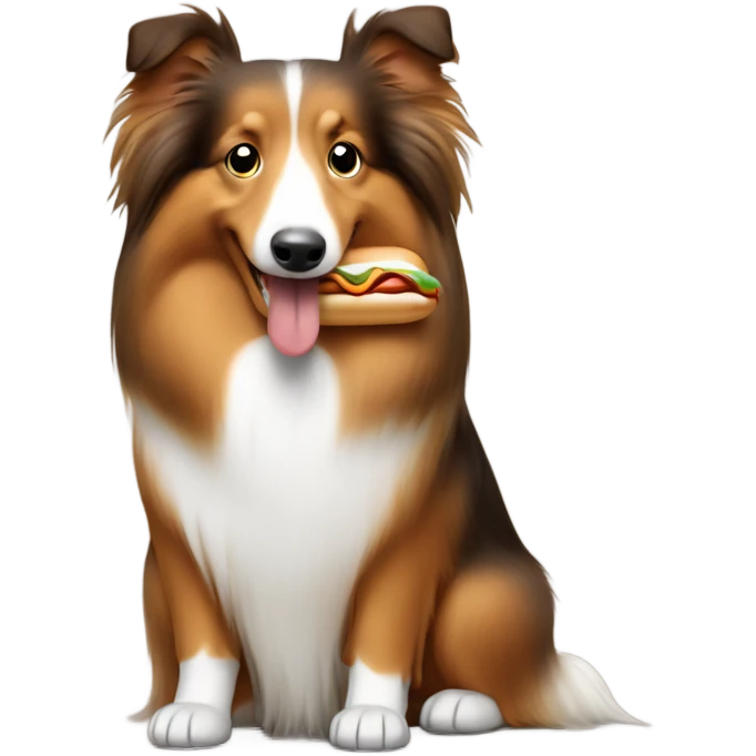 sheltie eating a hotdog emoji