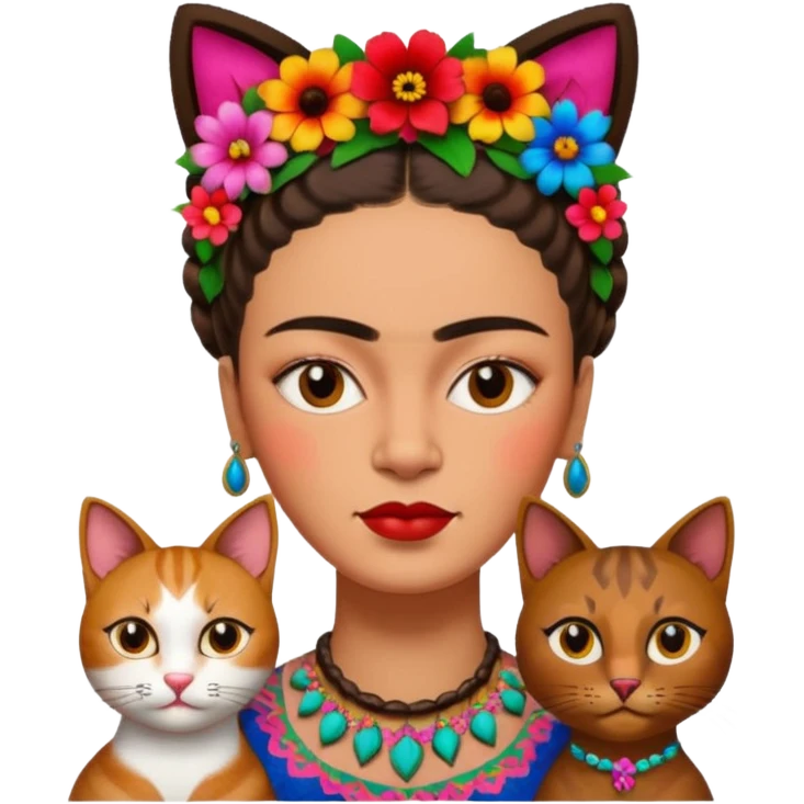Frida Kahlo with cat emoji