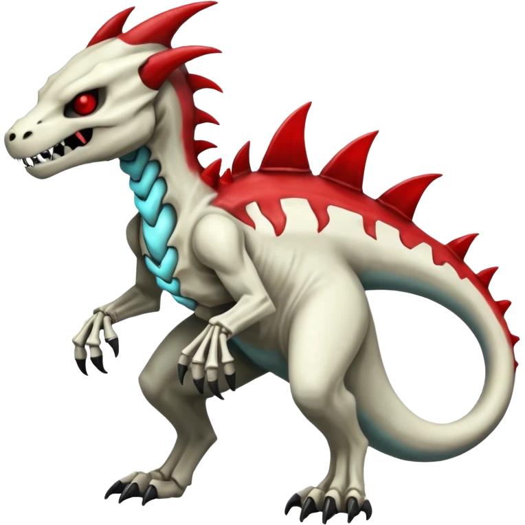 Shiny White Evil Glowing Eldritch Skeletal Creepy Edgy Badass Cool Marowak-Boneknapper-Salandit-Duskull-Darkdramon-fusion with bloody red markings emoji