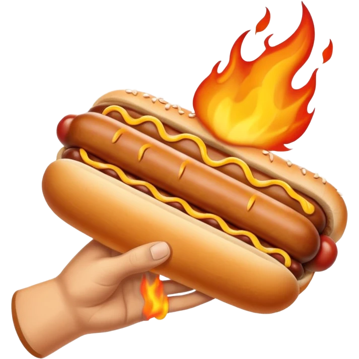 Hand Holding a Flaming Hotdog emoji