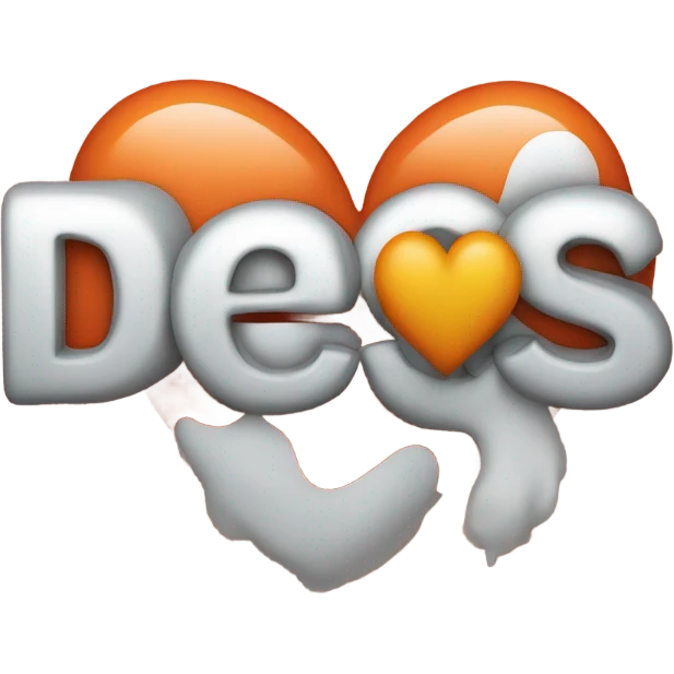 Word “des” with white heart  emoji