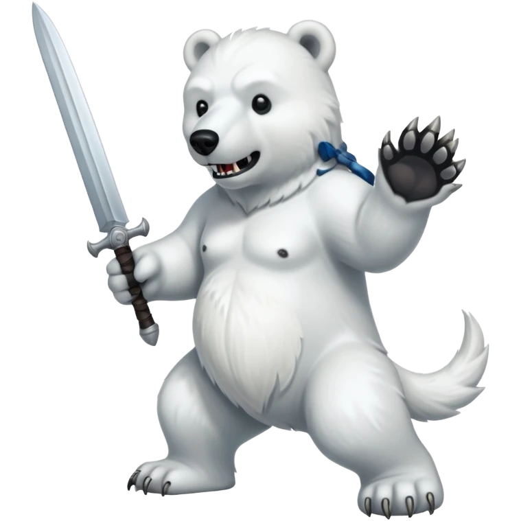 Polar bear with saber fangs and a wolf’s tail; full body emoji