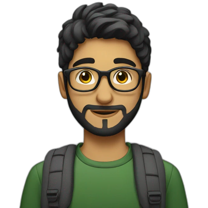 pakistani teenage man with round glasses and beard emoji