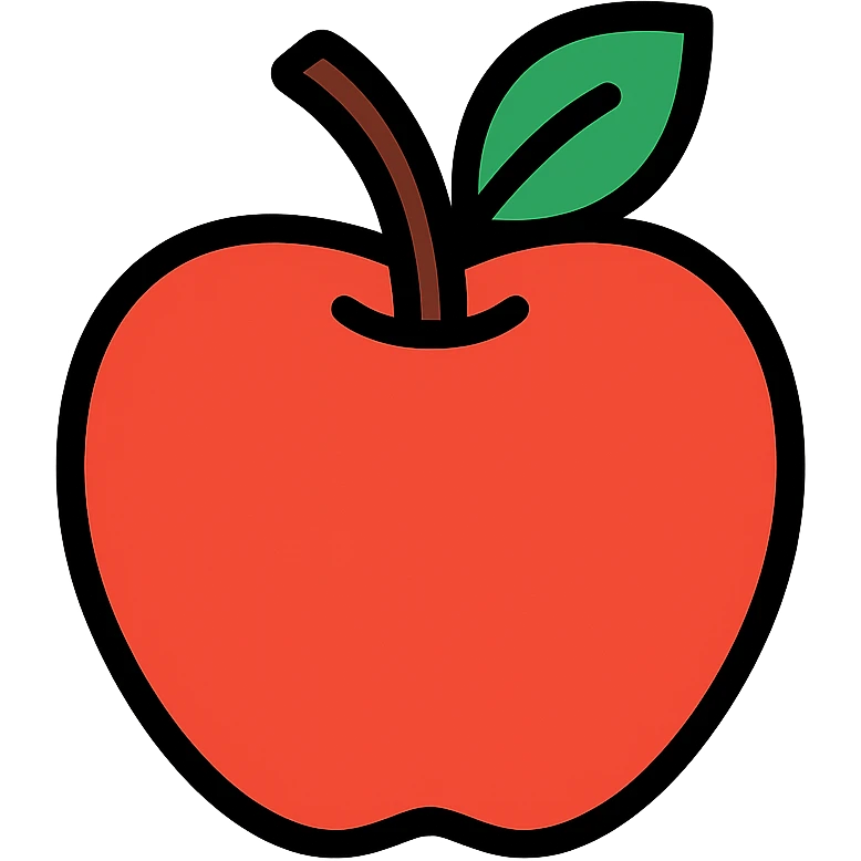 Apple in the style of an icon-color-outlined emoji