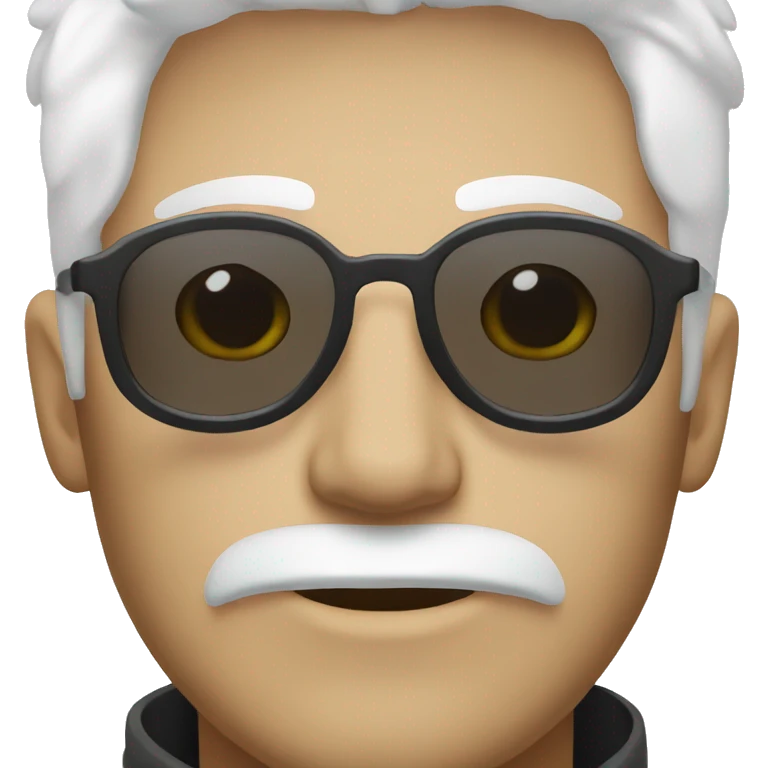 20 year old looking guy with white hair and round sunglasses, white beard, white skin, portrait emoji