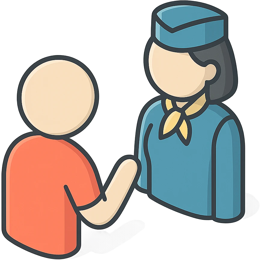 человек кивает в знак согласия стюардессе emoji