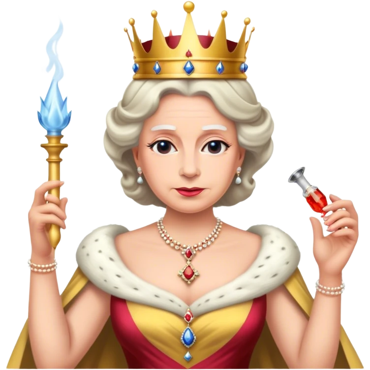 Queen of England hitting a bong  emoji