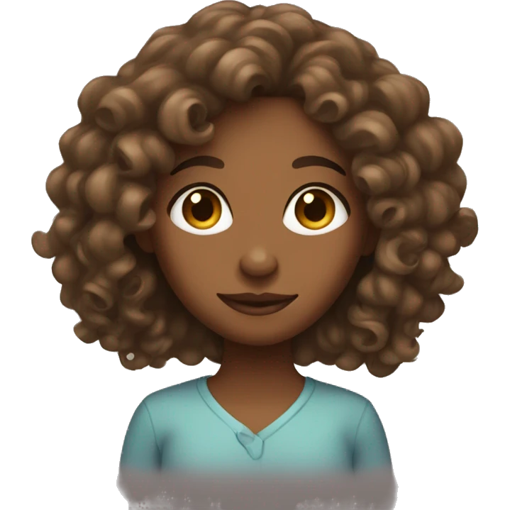 Brown girl with long curly hair  emoji