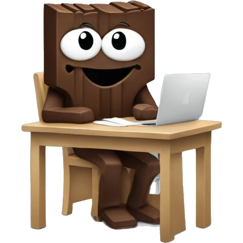 A Kitkat doing work at a desk  emoji