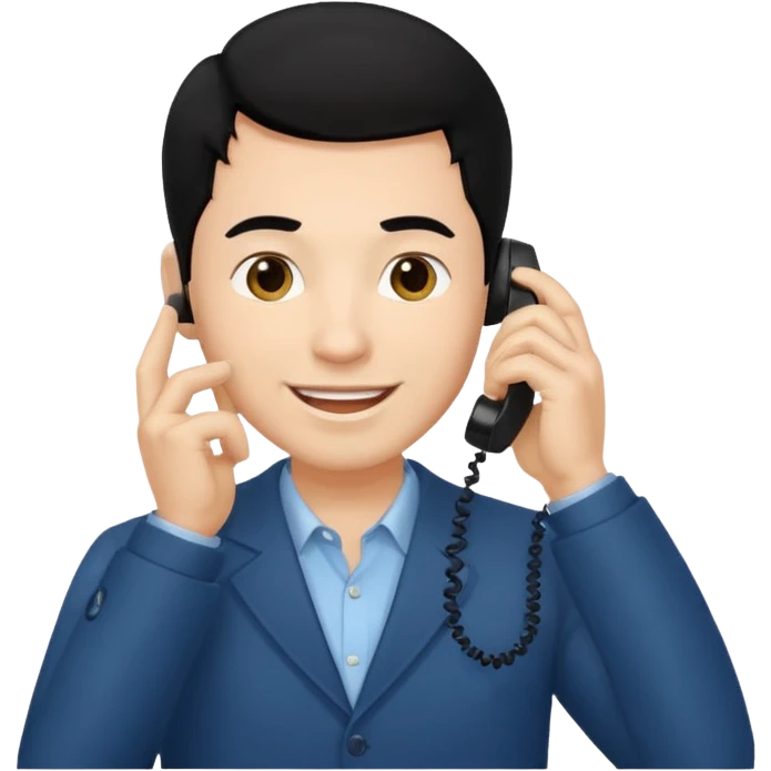 BLACK HAIR LIGHT SKIN MAN talking with her phone emoji