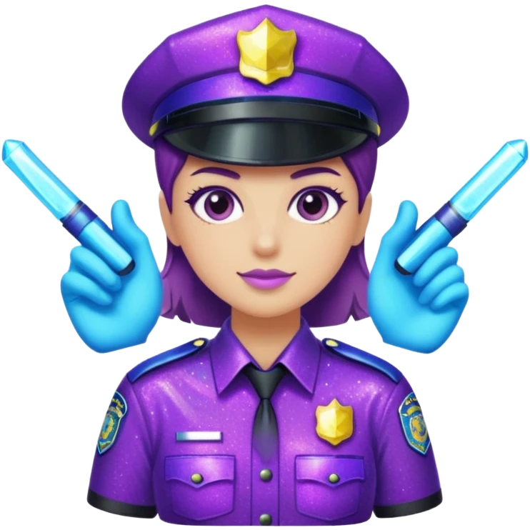 Glitter Purple and Cian police emoji