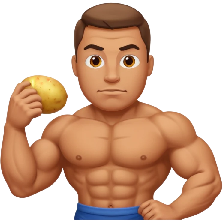 crea un señor fuerte con cara de papa emoji