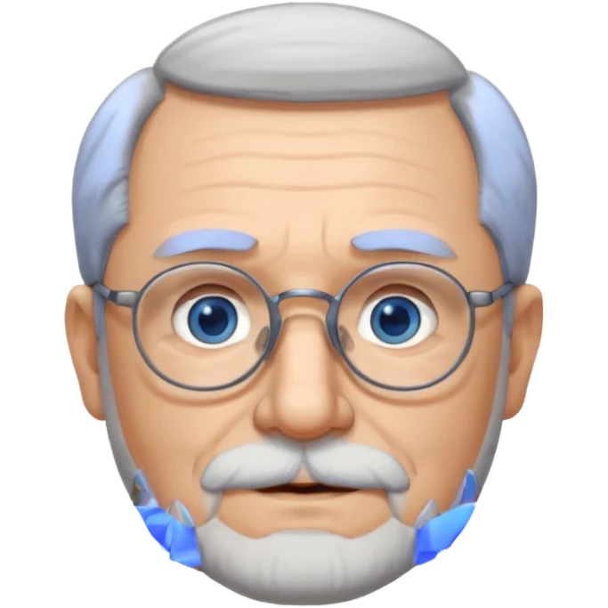 Create me an emoji of an old man. Gray short size hair. Gray beard. Glasses. Blue eyes emoji