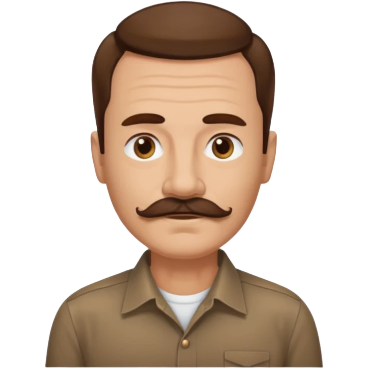 man with mustache, brown hair, 50 years old, shirt, high temple emoji
