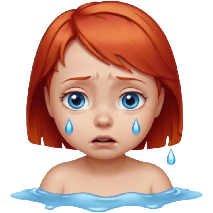 red hair baby girl big eyes short hair crying emoji