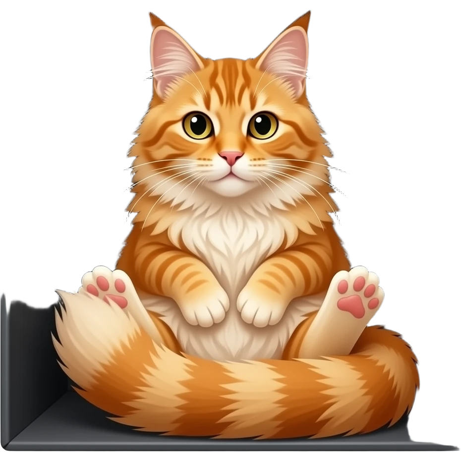 orange maine cat sitting elegantly in a black box emoji