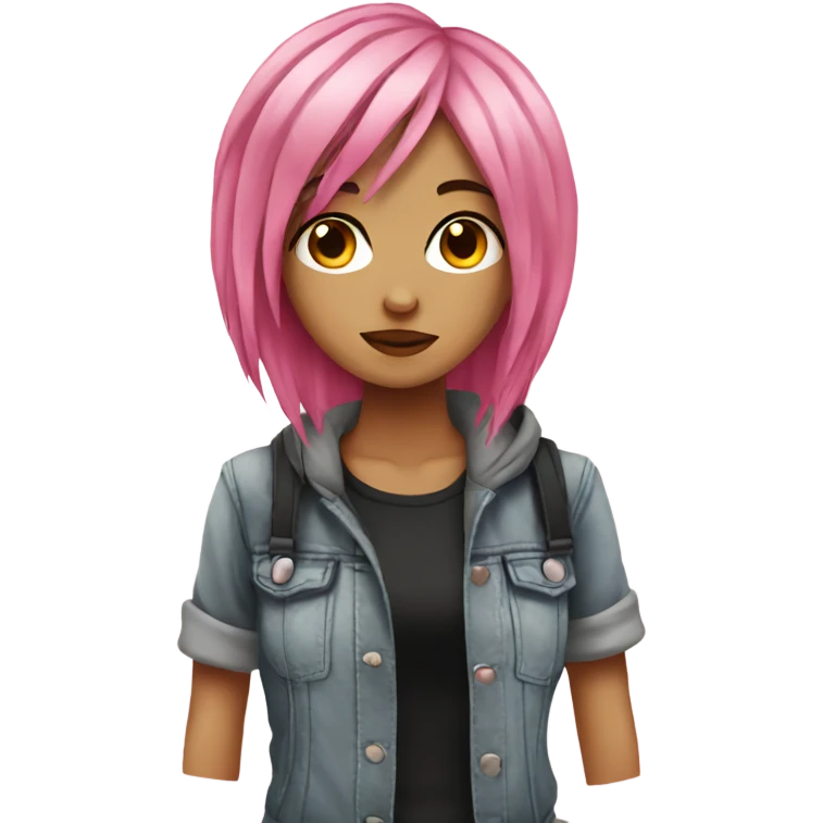 pink haired emo girl emoji