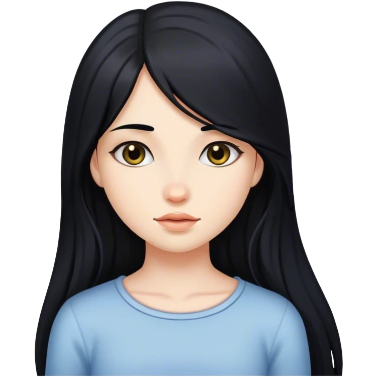 Chica haciendo joja de pelo nero y largo y la piel de color blanca emoji