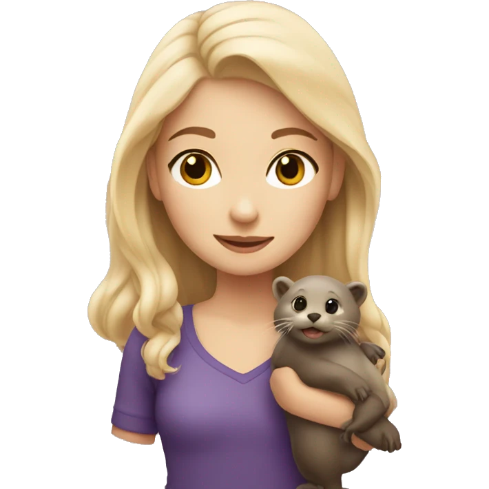 Blonde girl with otter emoji