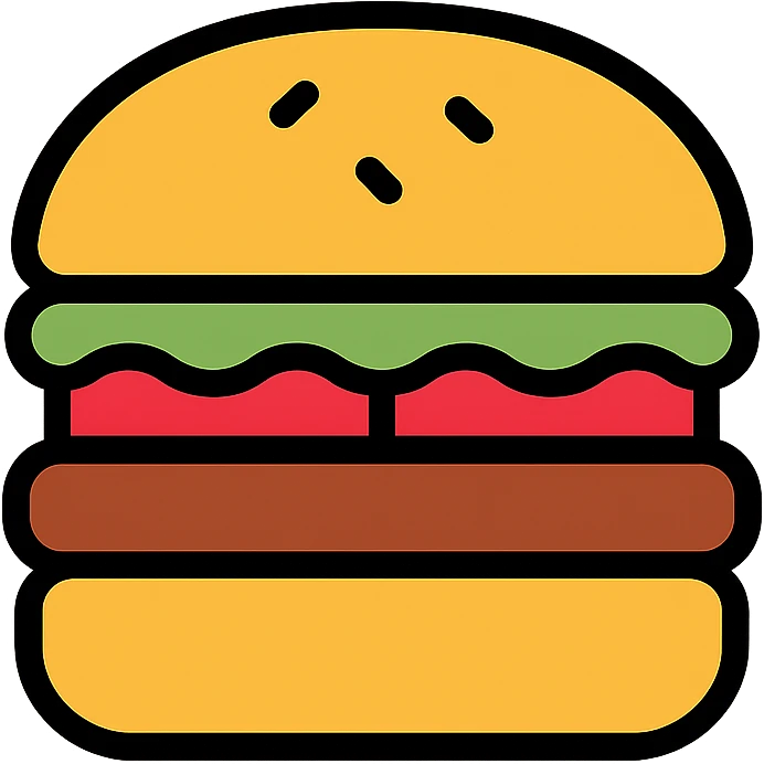 burger lineal color icon with black outlines emoji