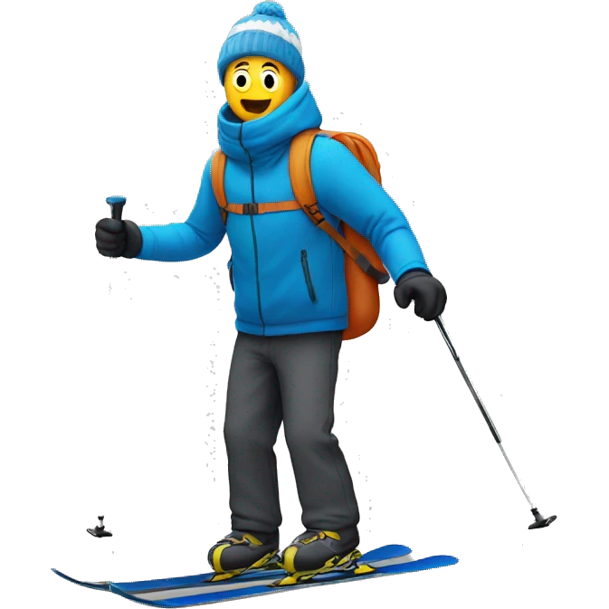 scared man with his ski made out of falmes emoji