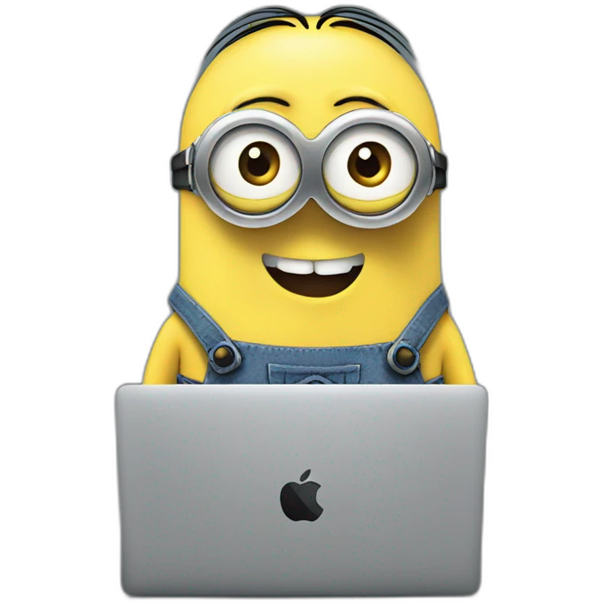 Minion playing on an MacBook emoji