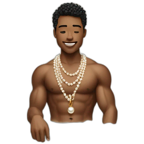 Posh-muscle-boy-pearl-necklace-in-golden-bathtub emoji