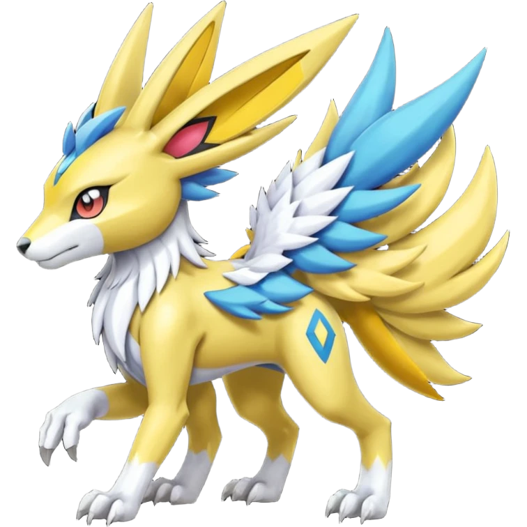 Colorful Meloetta-Manectric-Renamon-Wargreymon-Sergal-Pokémon-Digimon-Fakémon-fusion-hybrid-creature emoji