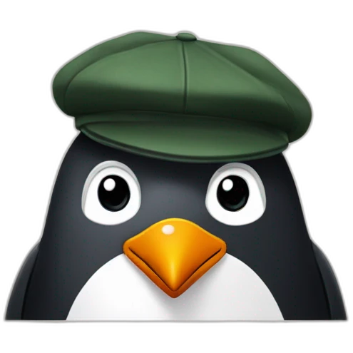 penguin head with peaky blinders ivy cap emoji