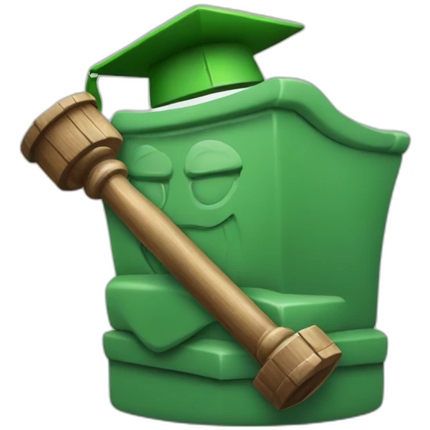 Green judge with hammer emoji