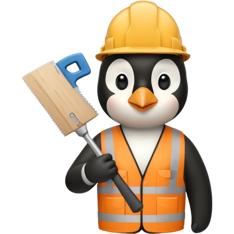 Penguin Construction Worker with saw emoji