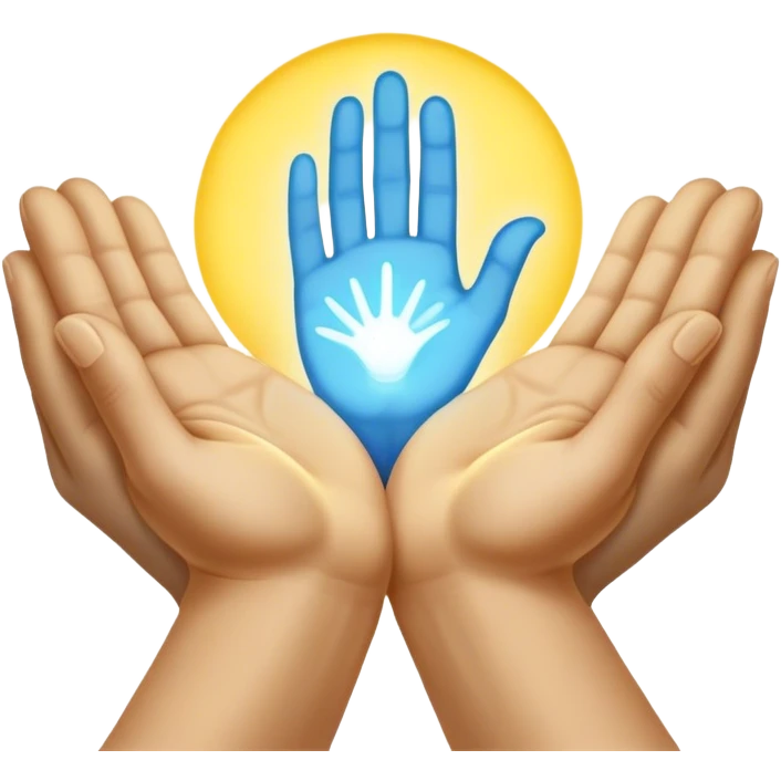 a normal hand being held by 2 hands, a glowing blue hand and a glowing yellow hand souls... hope and comfort from the past and futur emoji