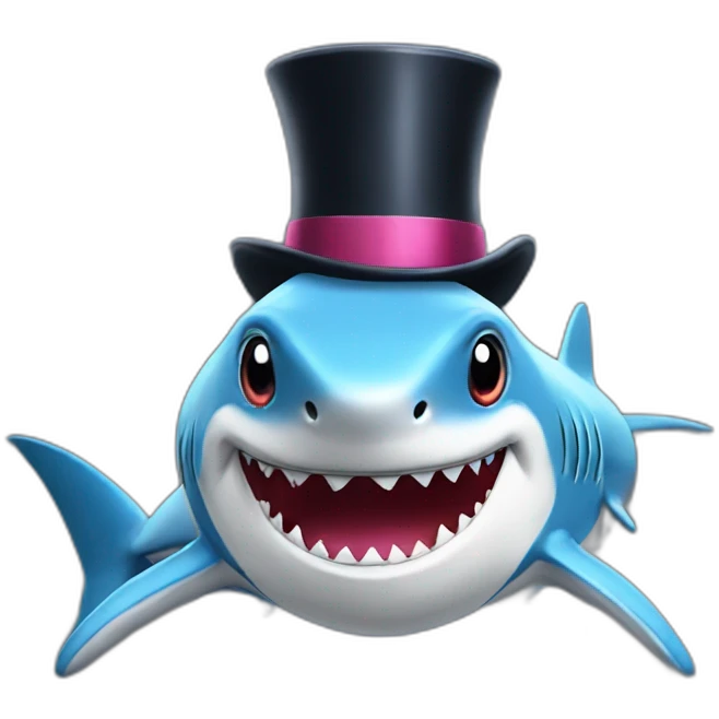 Shark with a top hat emoji