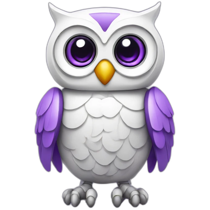 happy baby robot owl white purple emoji