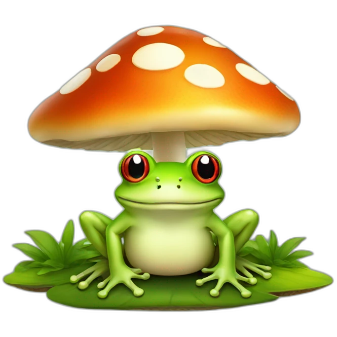 Frog sitting on mushroom emoji