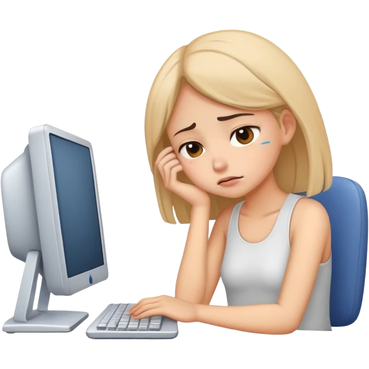busy tired girl with computer  emoji