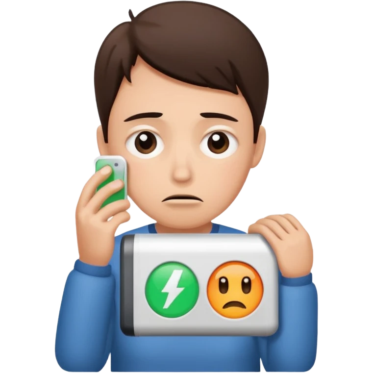 tired and exhausted with undereye bags add low power sign emoji