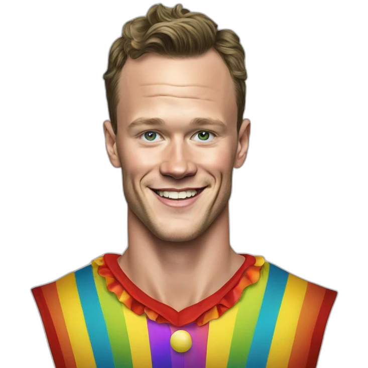 Jonathan Toews as a rainbow circus clown emoji