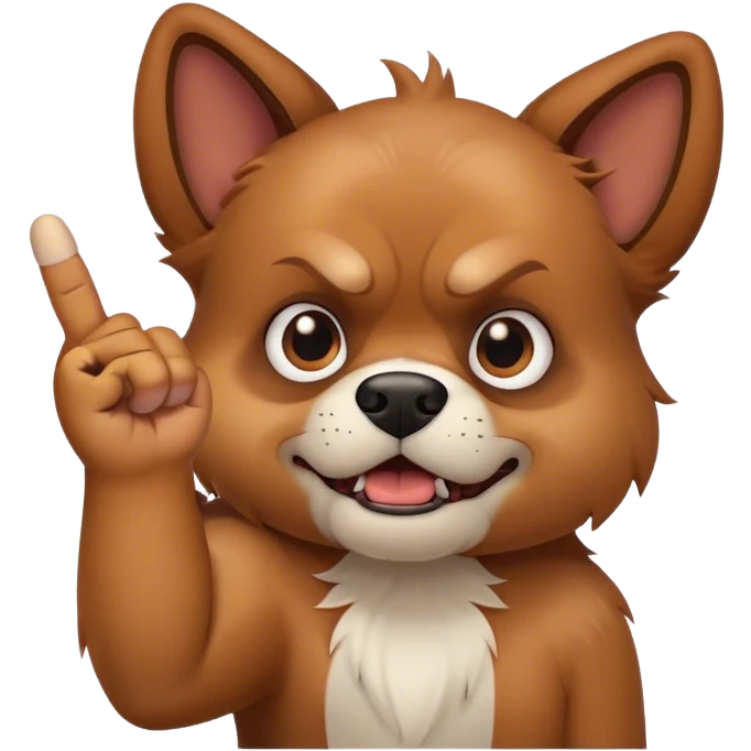 Dog with a middle finger ￼ emoji