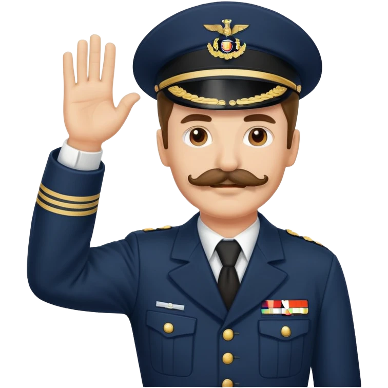 man with mustache with raised hand wearing German navy clothes  emoji