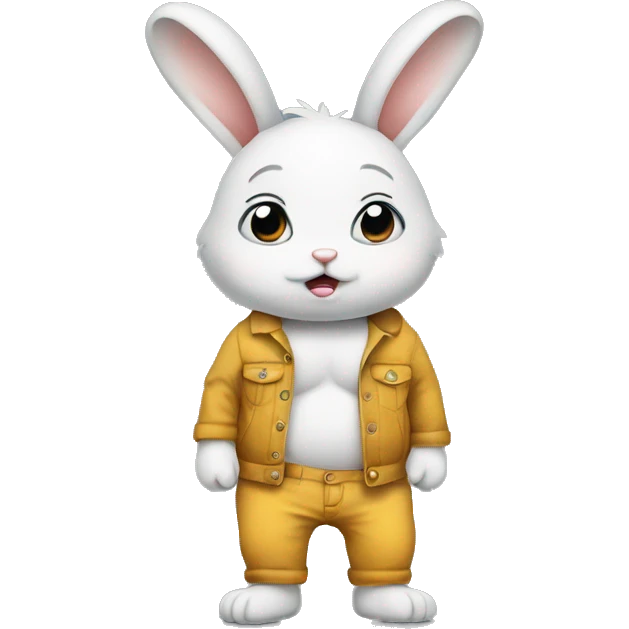 an anxious baby rabbit in pants half body  emoji